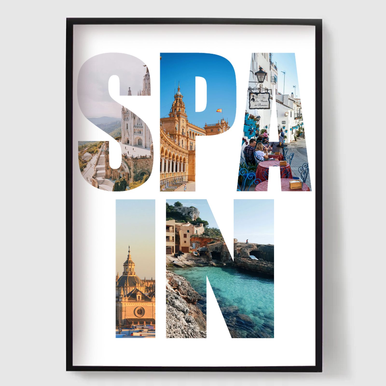 Personlig Poster - Destinationsnamn Fotouppladdning - Spanien