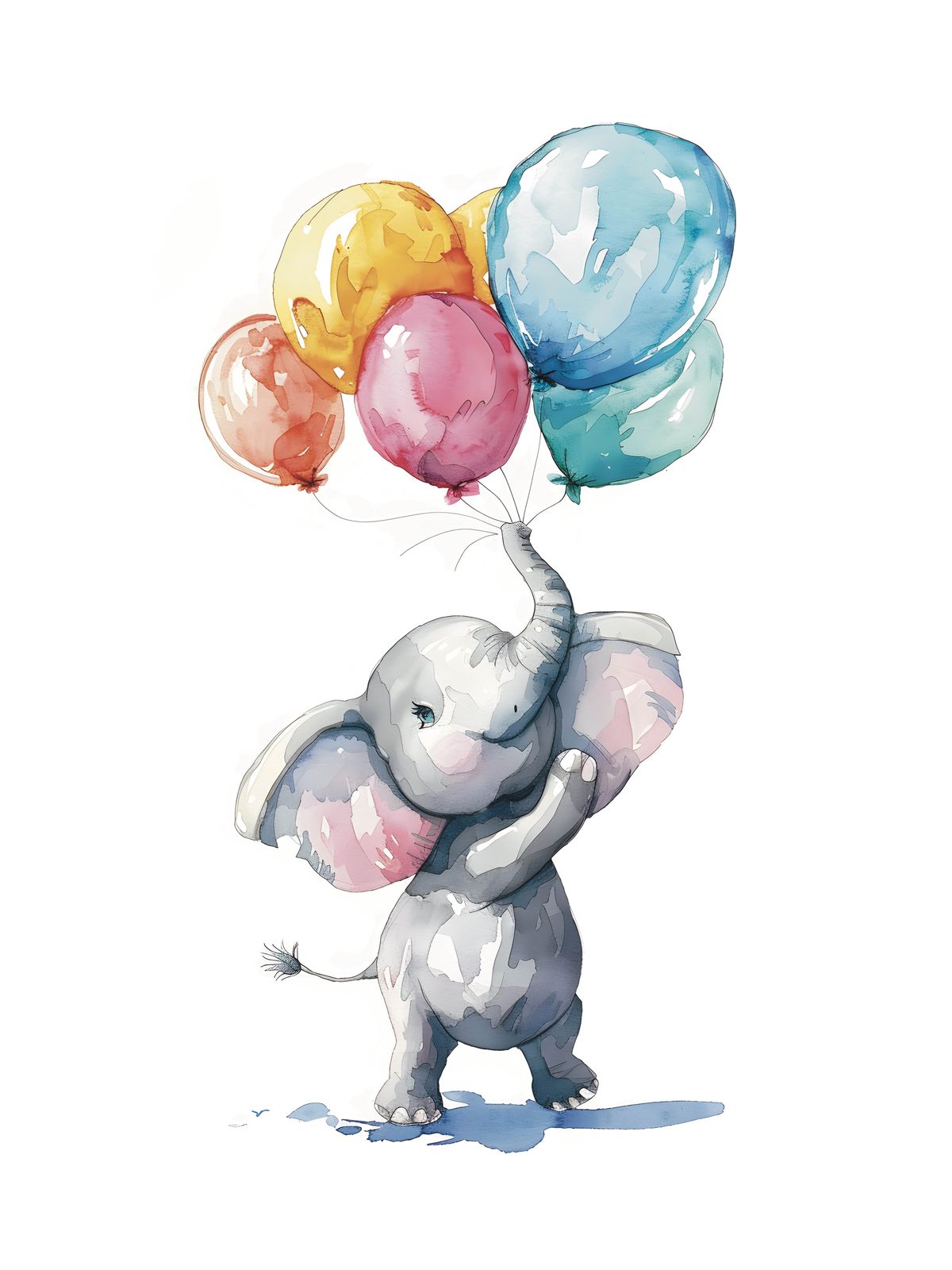 Poster - Elefant med Ballonger