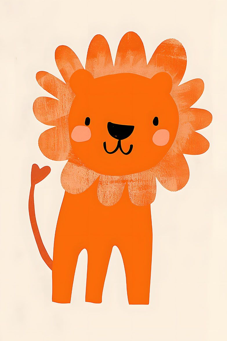 Poster - Söt Orange Lejon