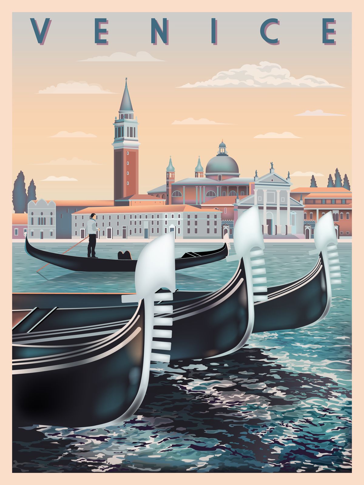Venedig Gondoler Väggposter