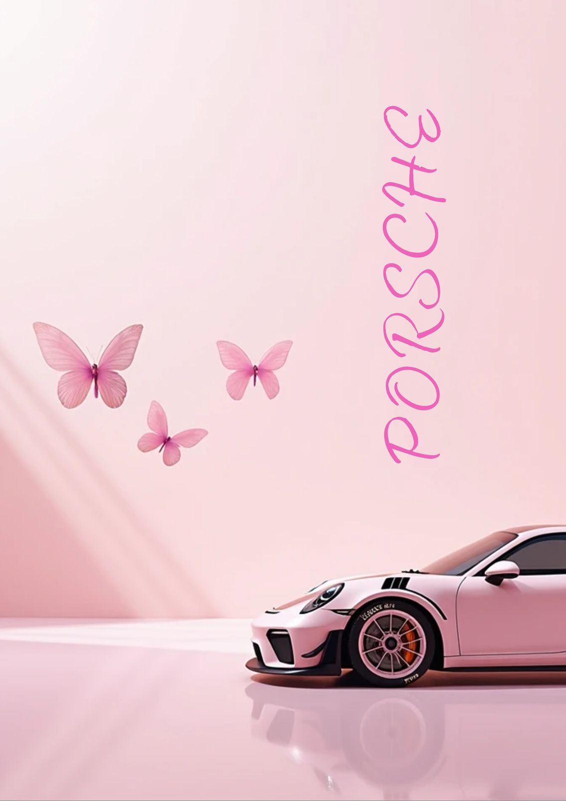 Poster - Rosa Bil och Fjärilar