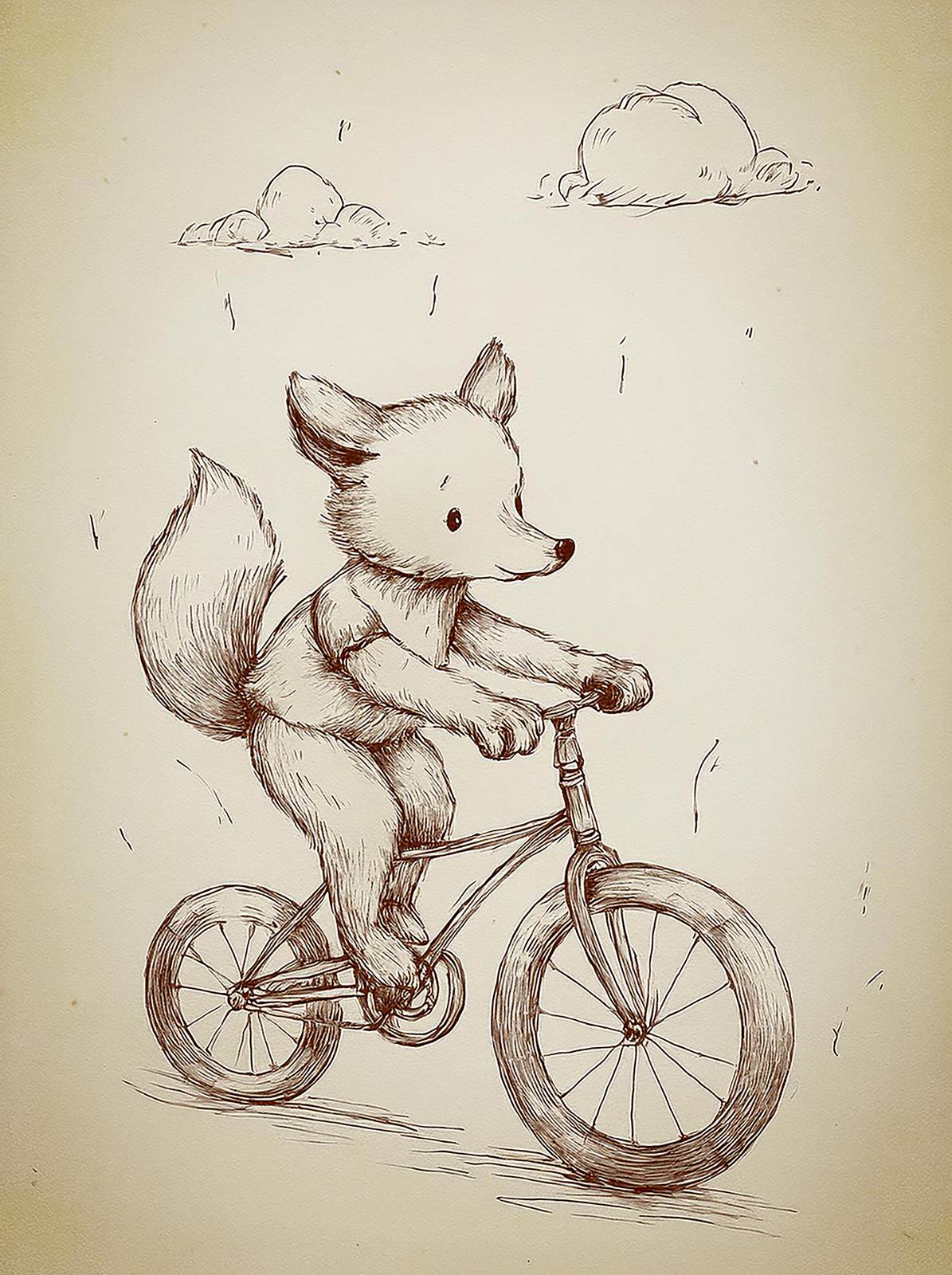 Poster - Räv på Cykel