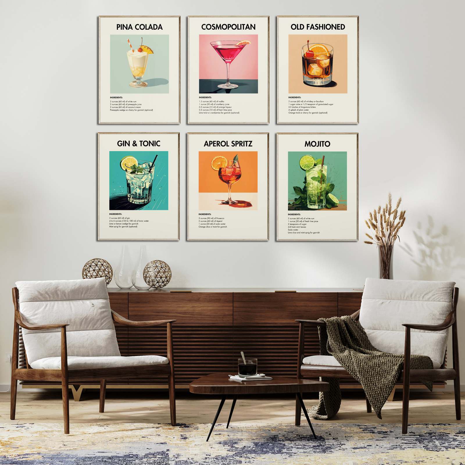 Cocktailrecept Posters - set of 6