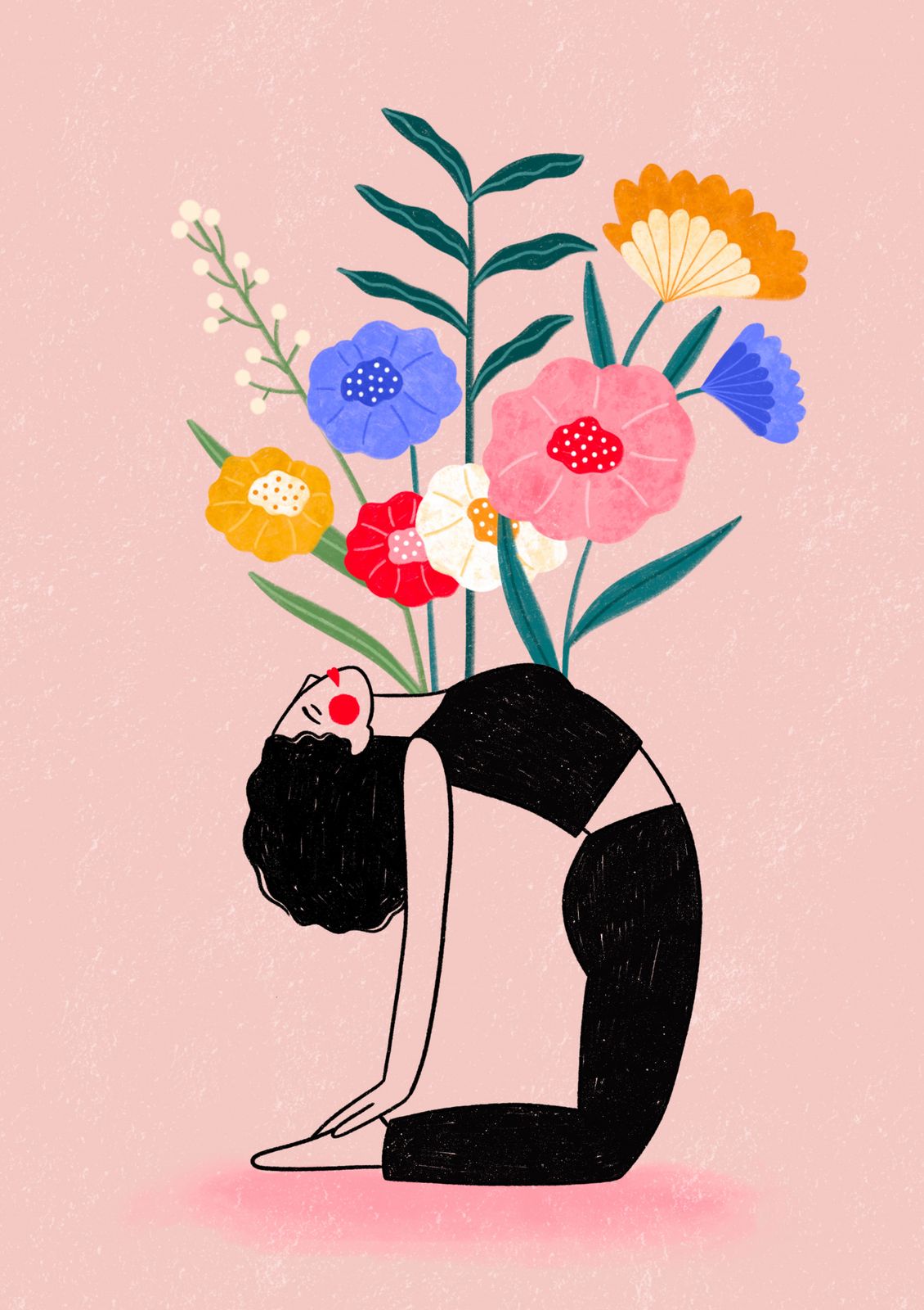 Poster - Blommig Yogaställning