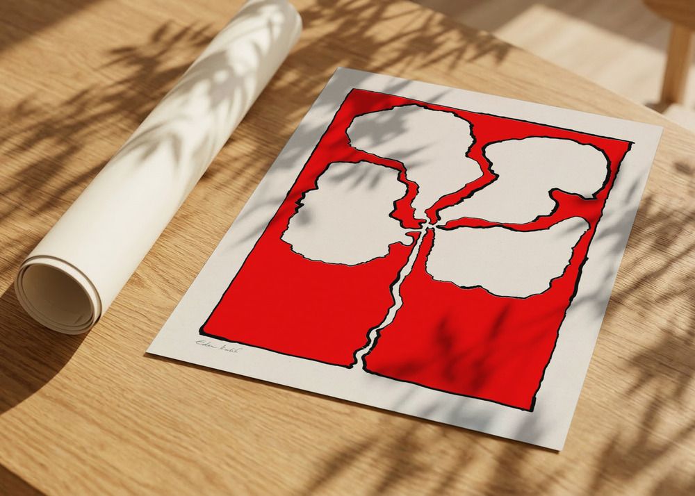 Poster - Abstrakt Röd Blomma