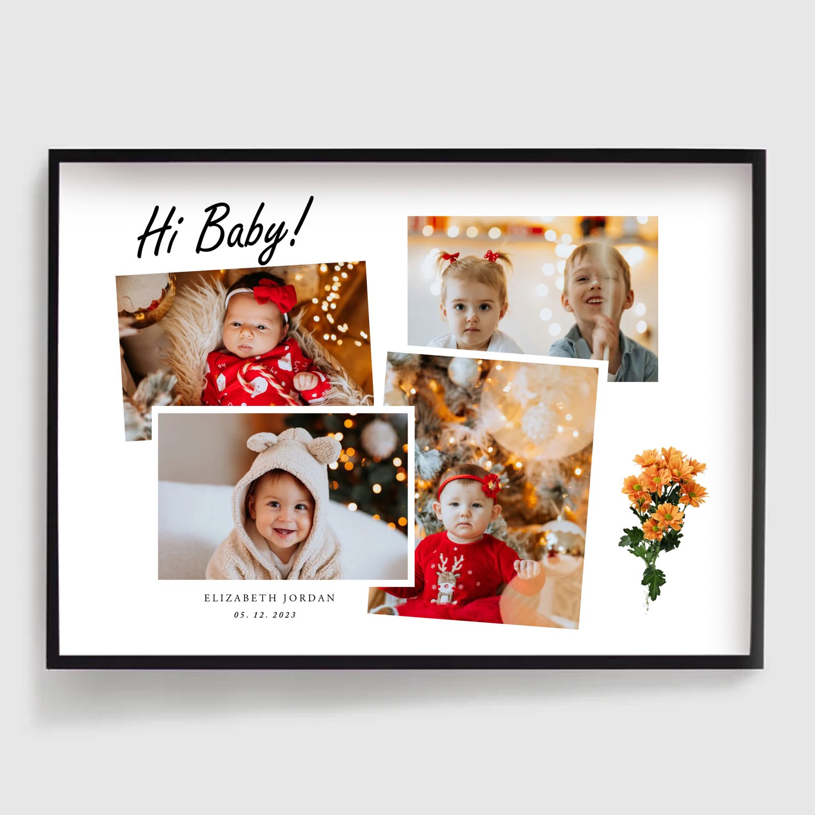 Personlig Poster - Nyfödd Fotokollage – Hej Baby