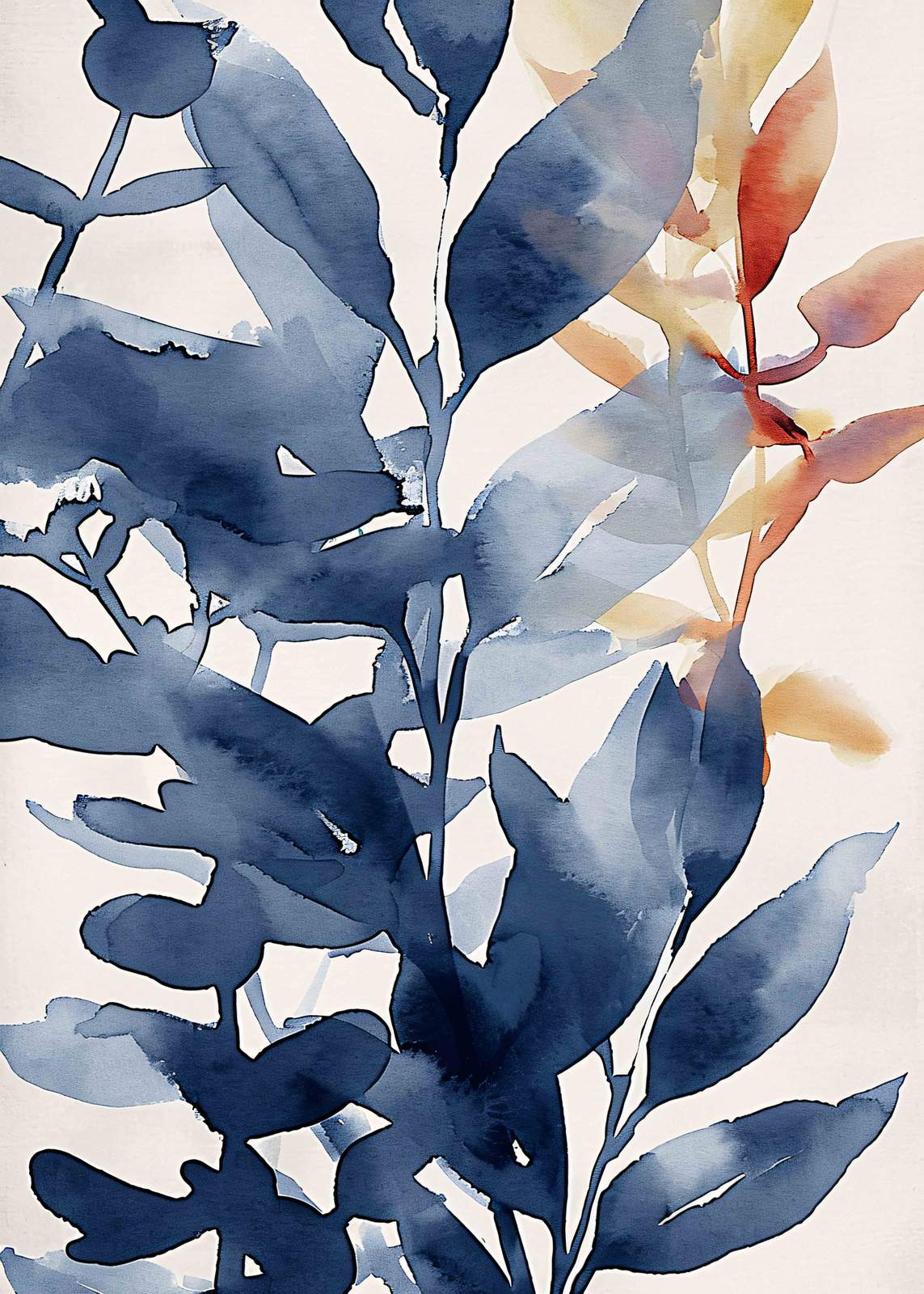 Affisch - Blåa blad
