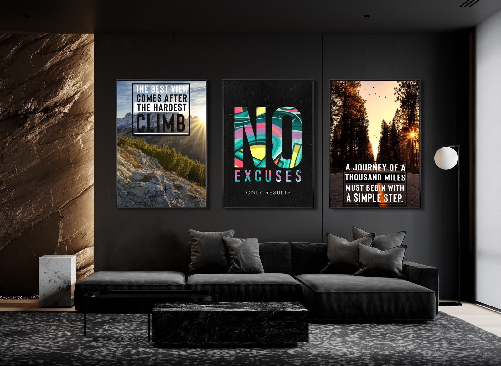 Poster - Motivationscitat / Set med 3