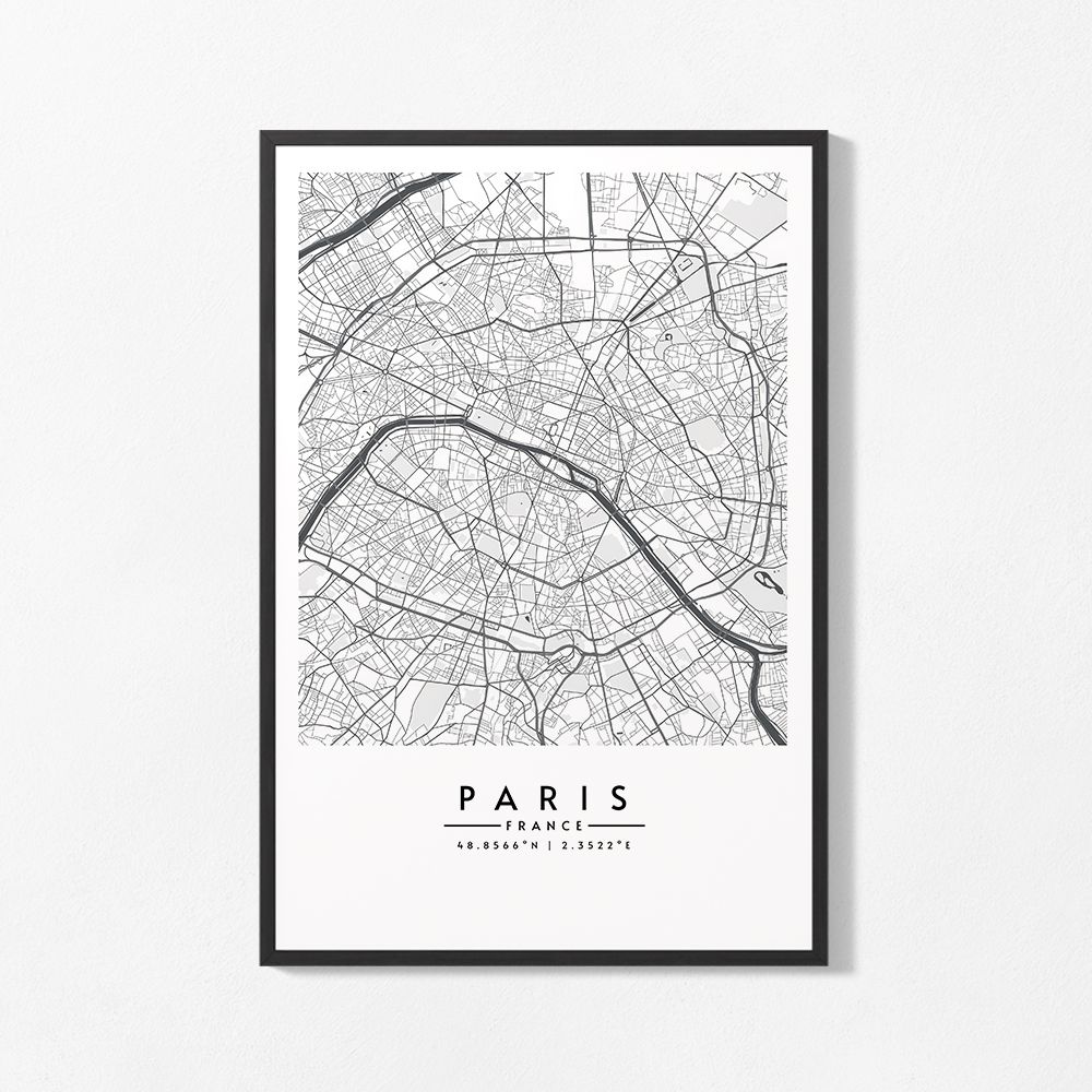 Poster - Karta över Paris