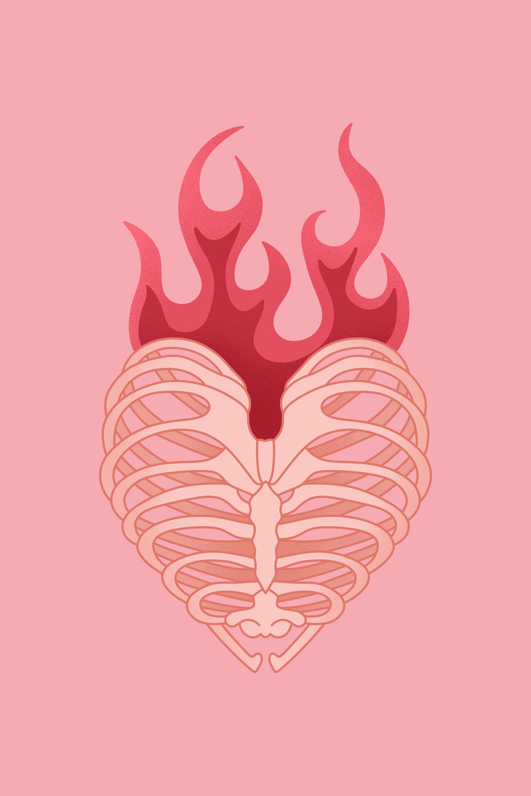 Poster - Flaming Heart Ribcage