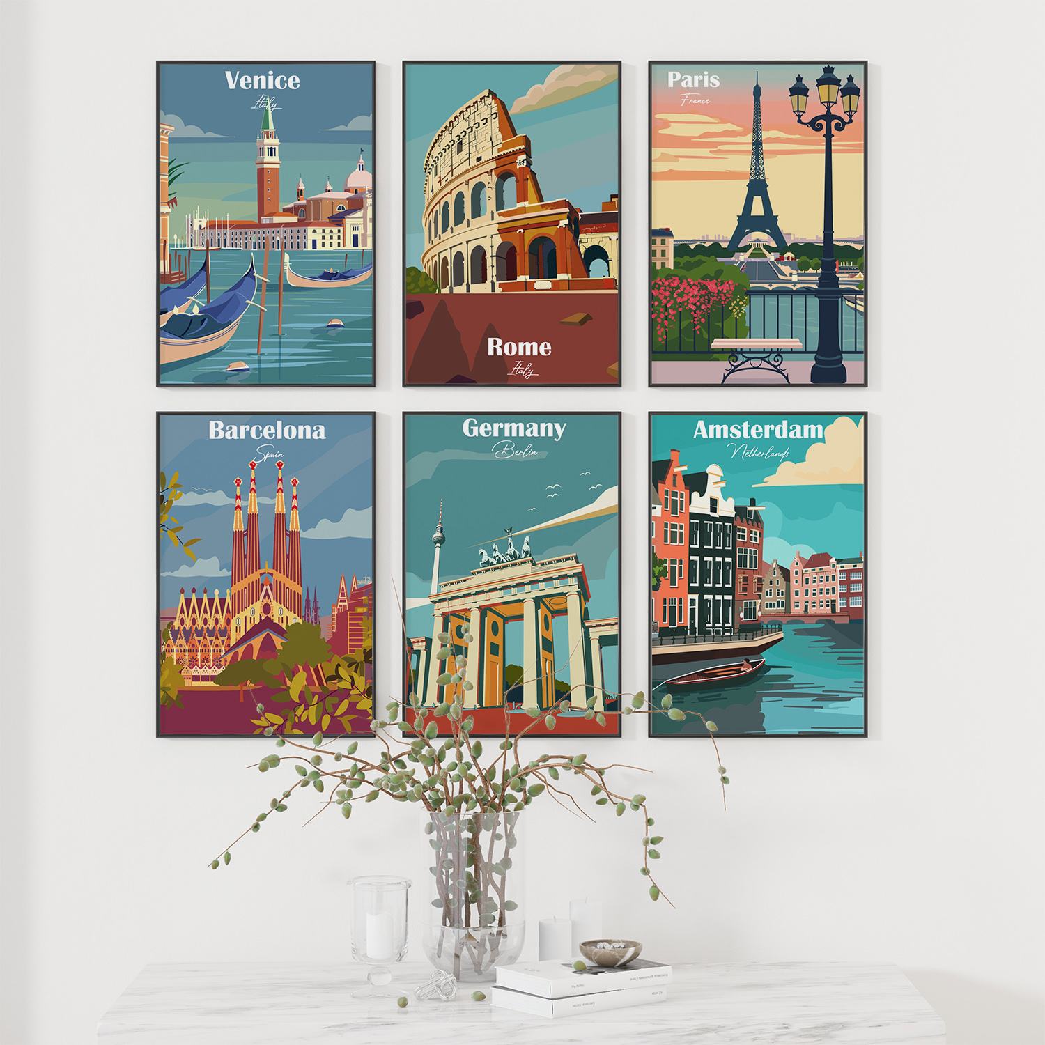 Poster - Världsstadens Landmärken / Set om 6