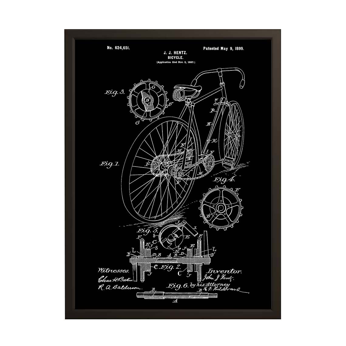 Patentritning Poster - Cykel Blåavtryck