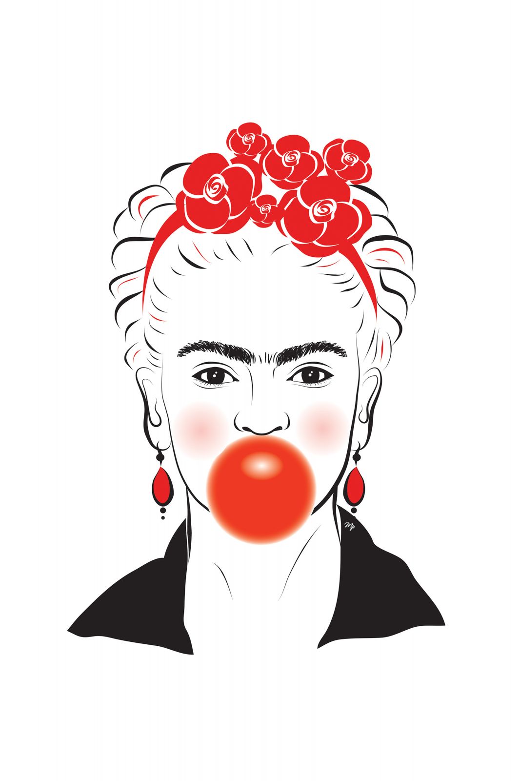 Poster - Frida Kahlo med Bubblor