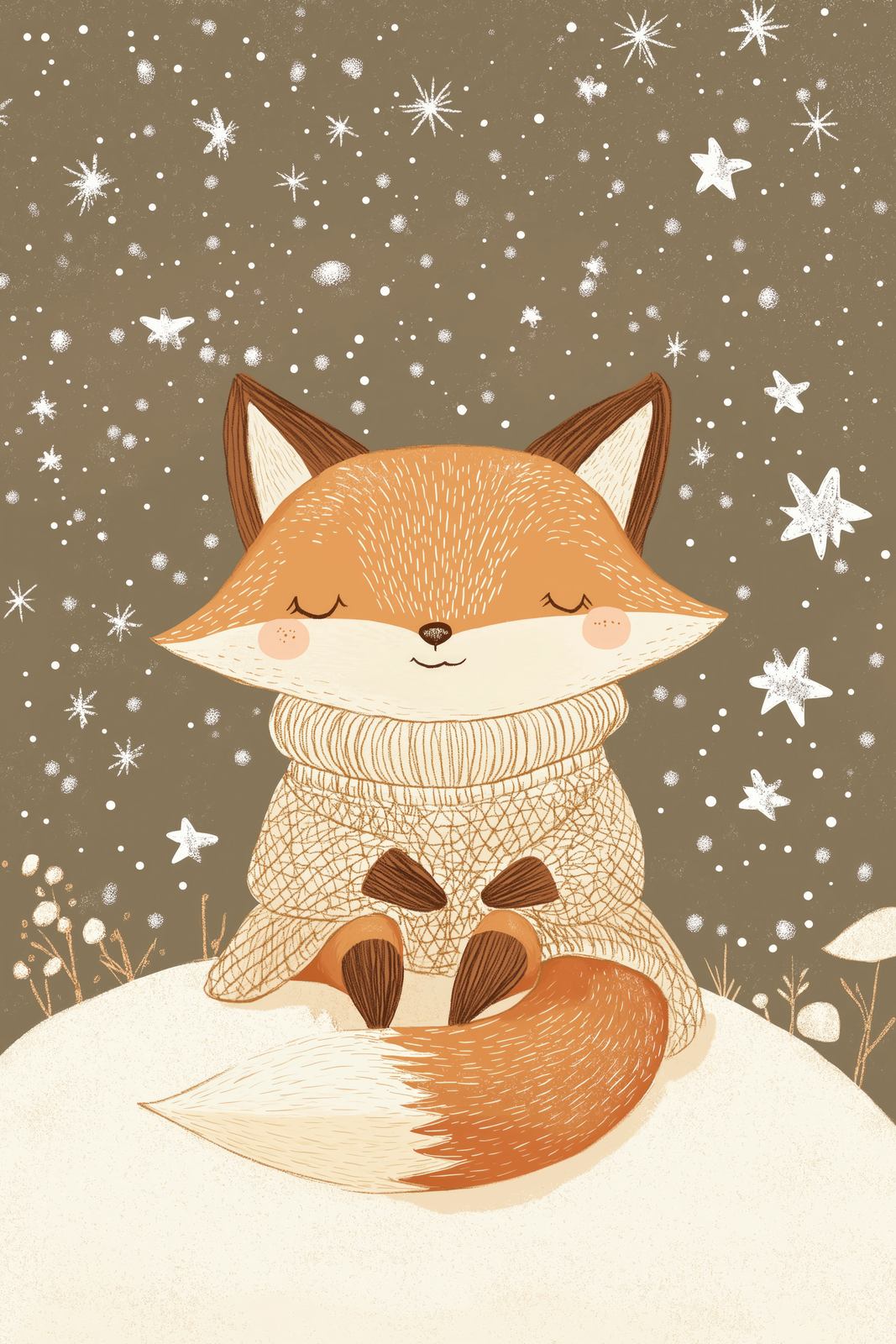 Poster - Söt Räv Illustration