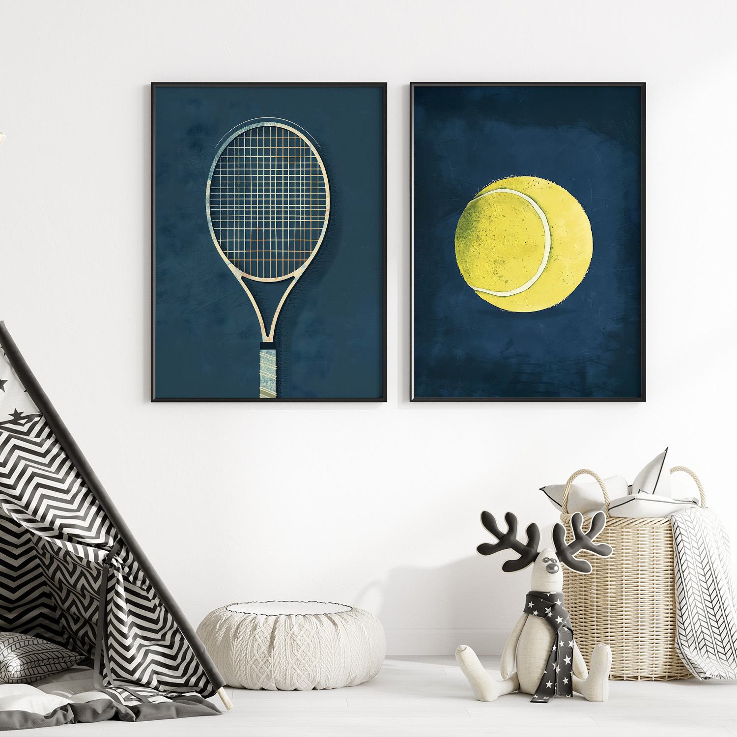 Poster - Tennisracket och Boll / Set om 2