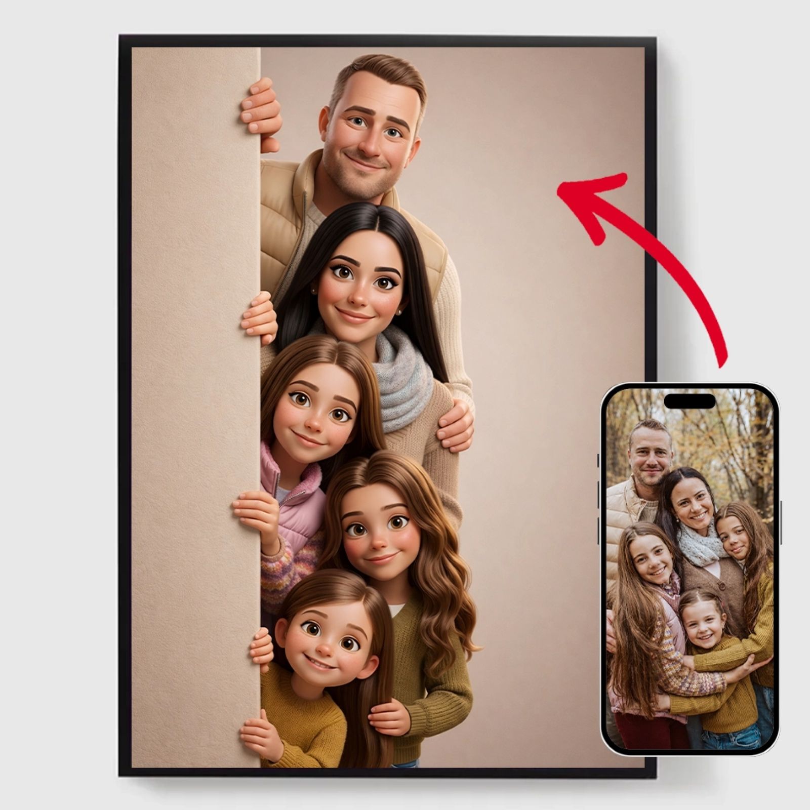 Personlig Poster - 3D Familjeporträtt - AI Poster