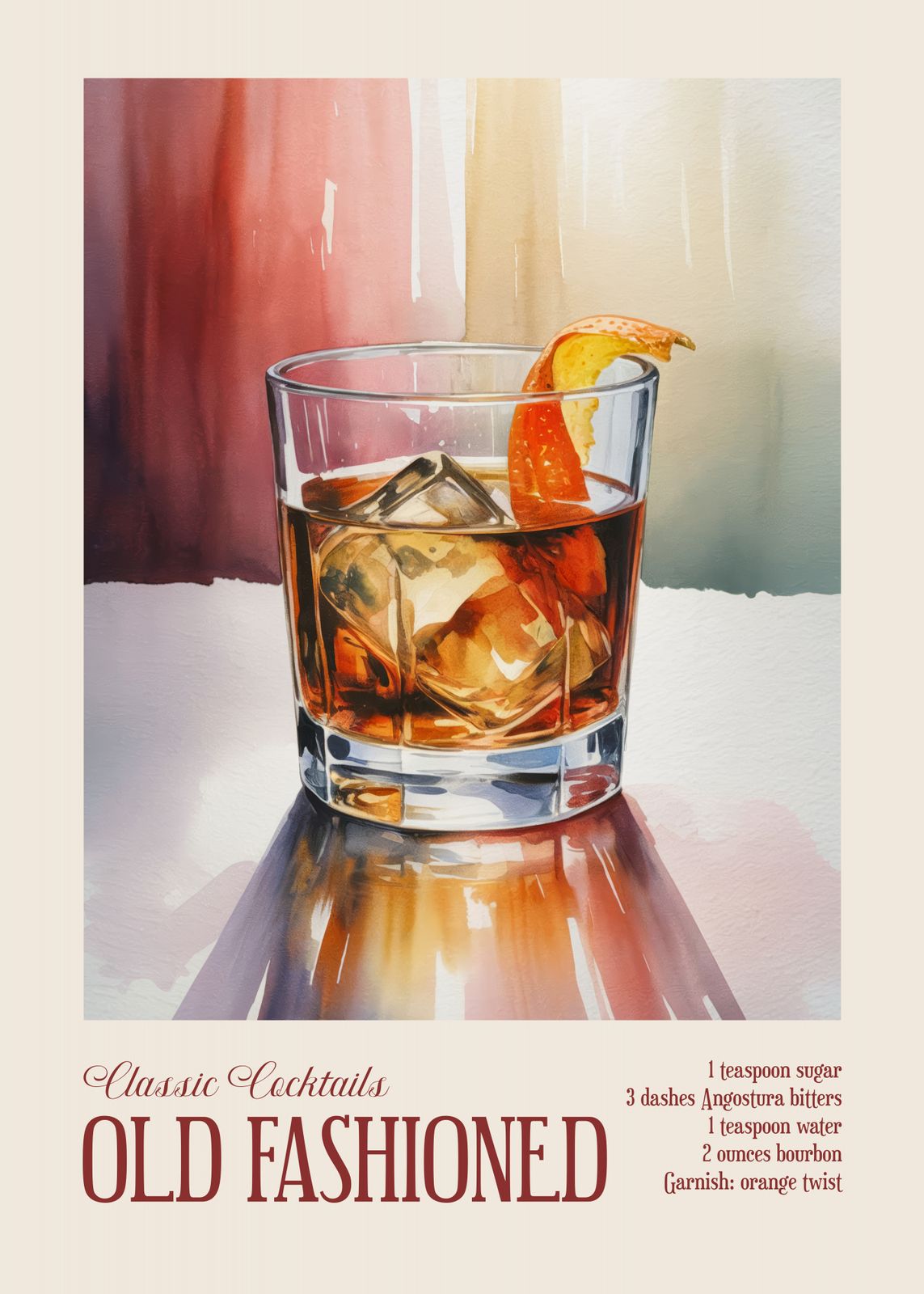 Poster - Klassisk Cocktail Old Fashioned