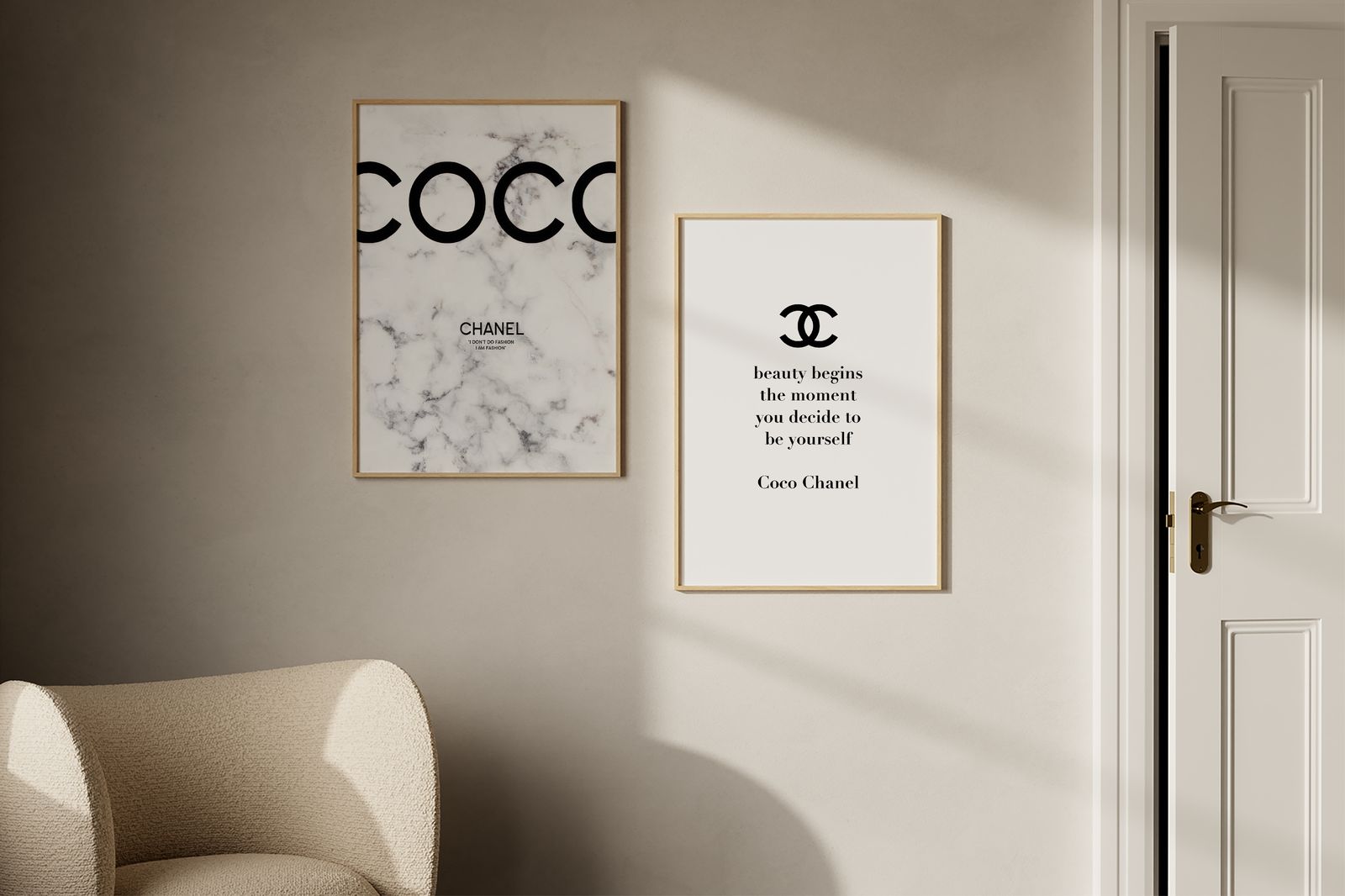 Poster - Coco Chanel Citat / Set om 2