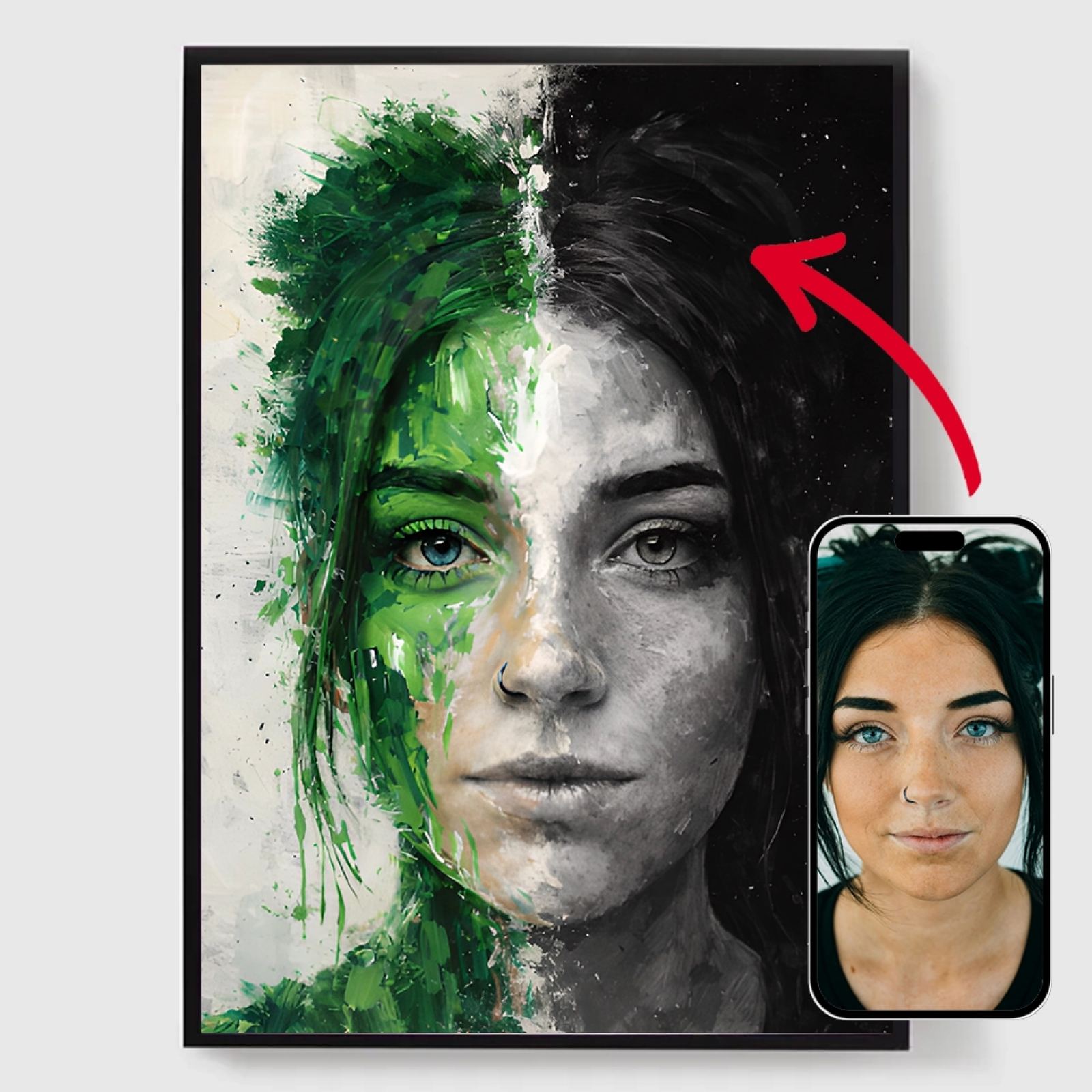 Personlig Poster - Två Ansikten Oljemålning - AI Poster