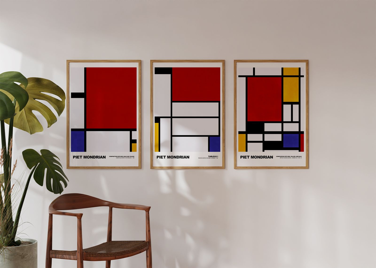 Poster - Piet Mondrian-kollektion / Set om 3