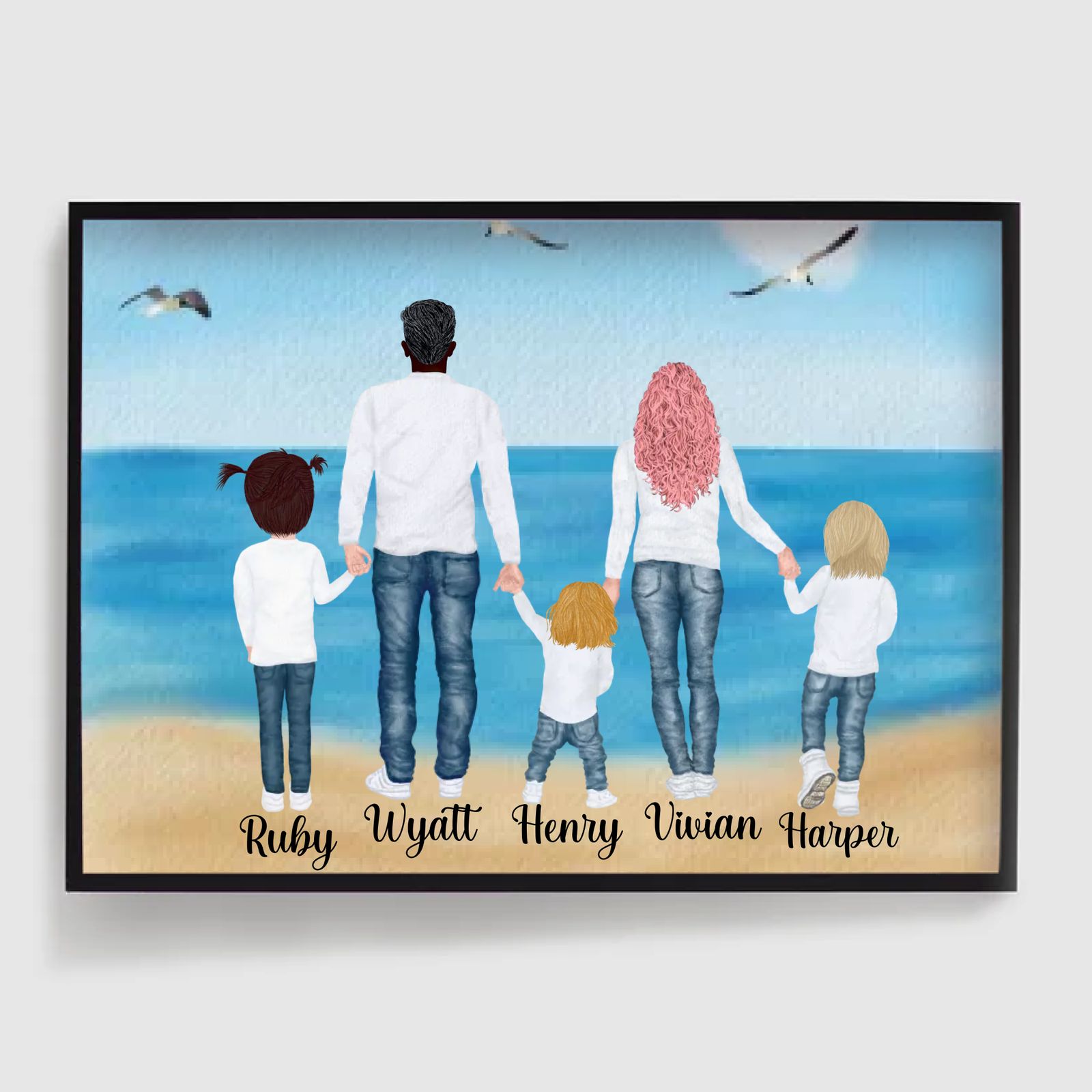 Personlig Affisch - Familj Strandscen