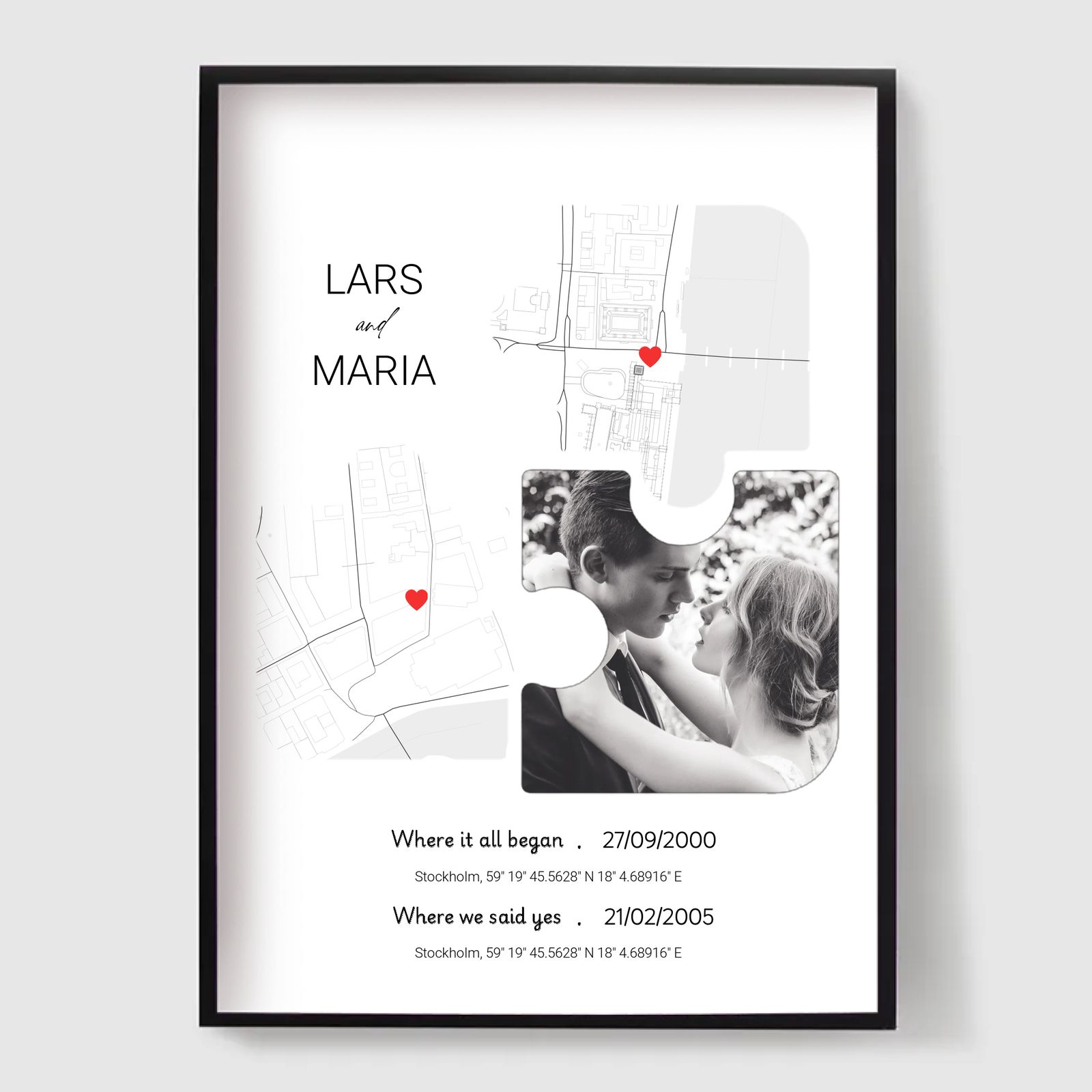 Personlig Poster - Pusselkarta med Bild