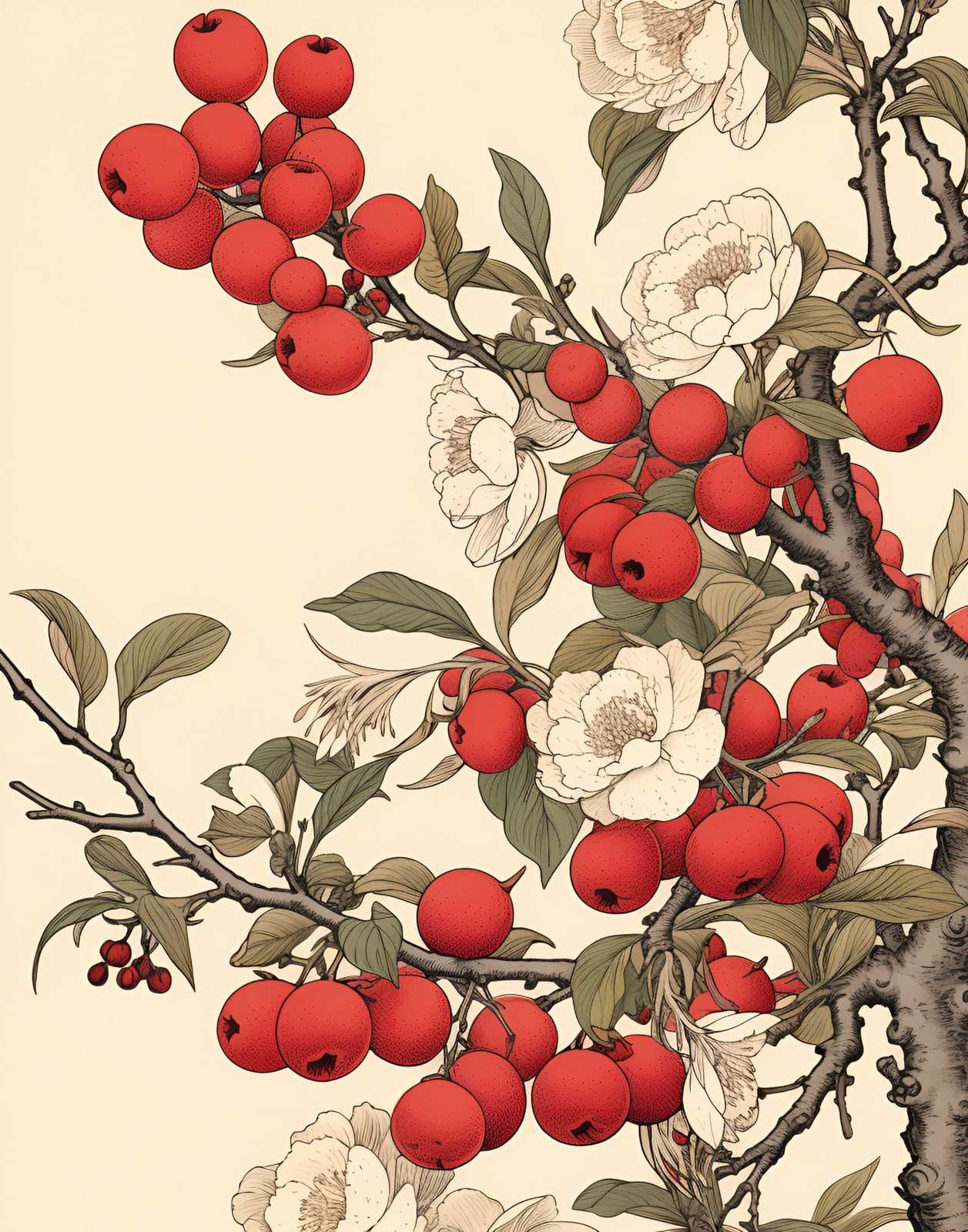 Poster - Röd Blomillustration