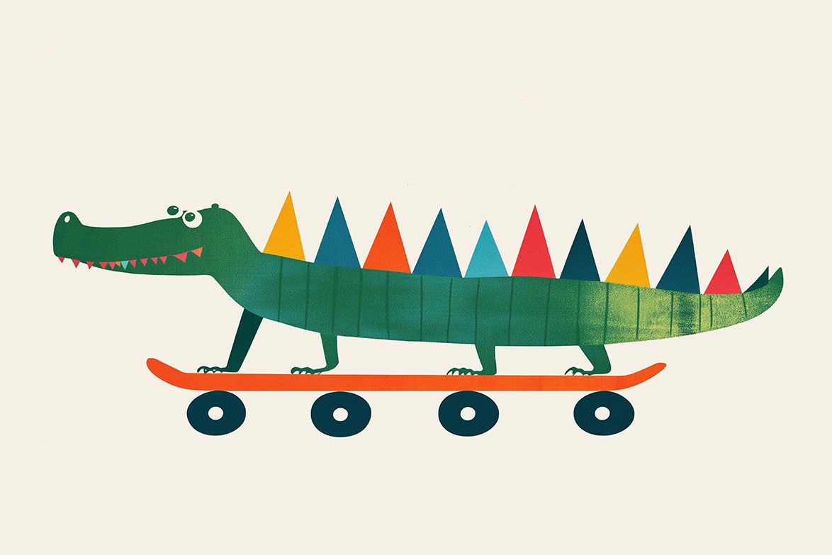 Poster - Alligator på Skateboard