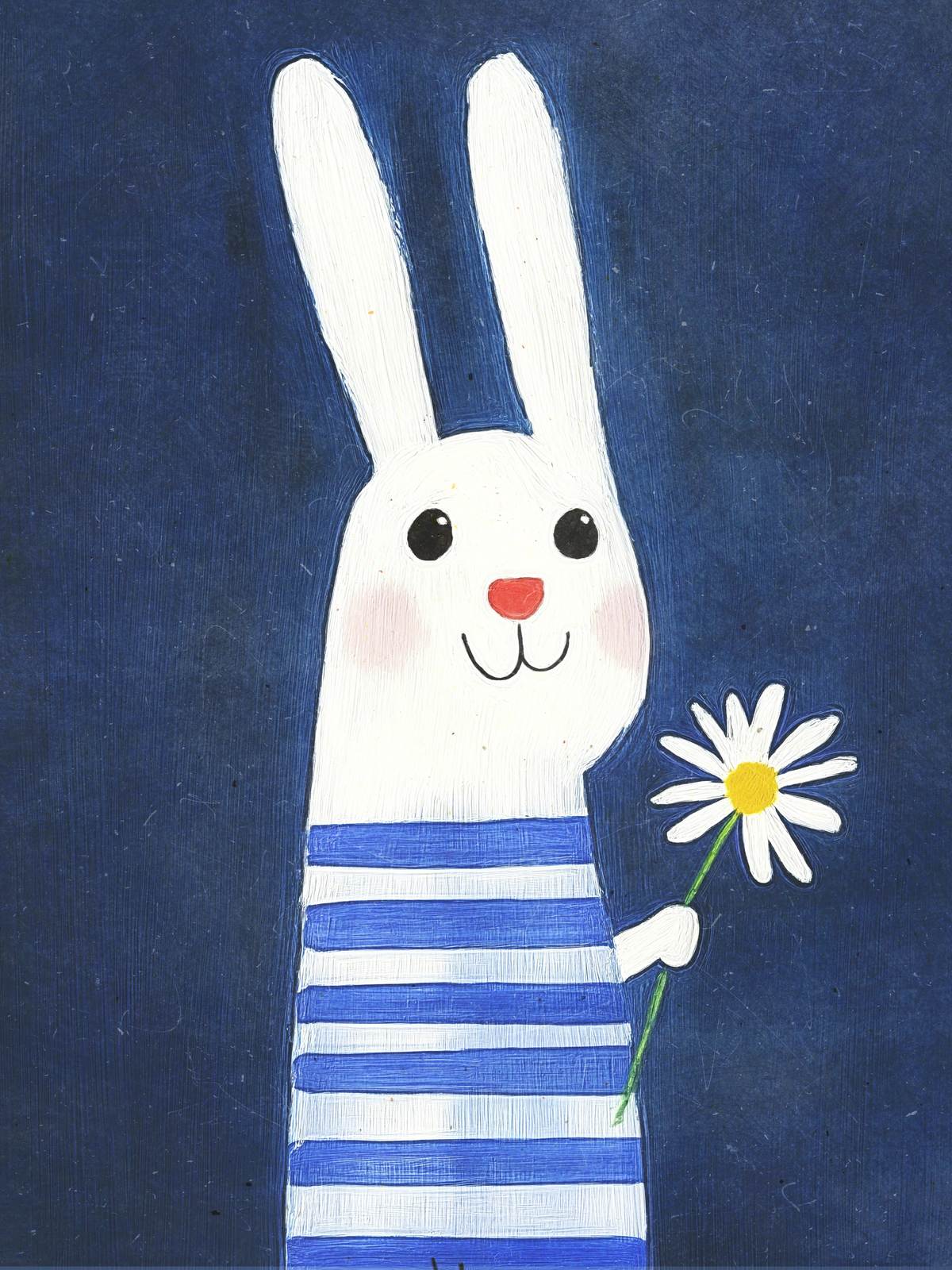 Poster - Kanin med Blomma