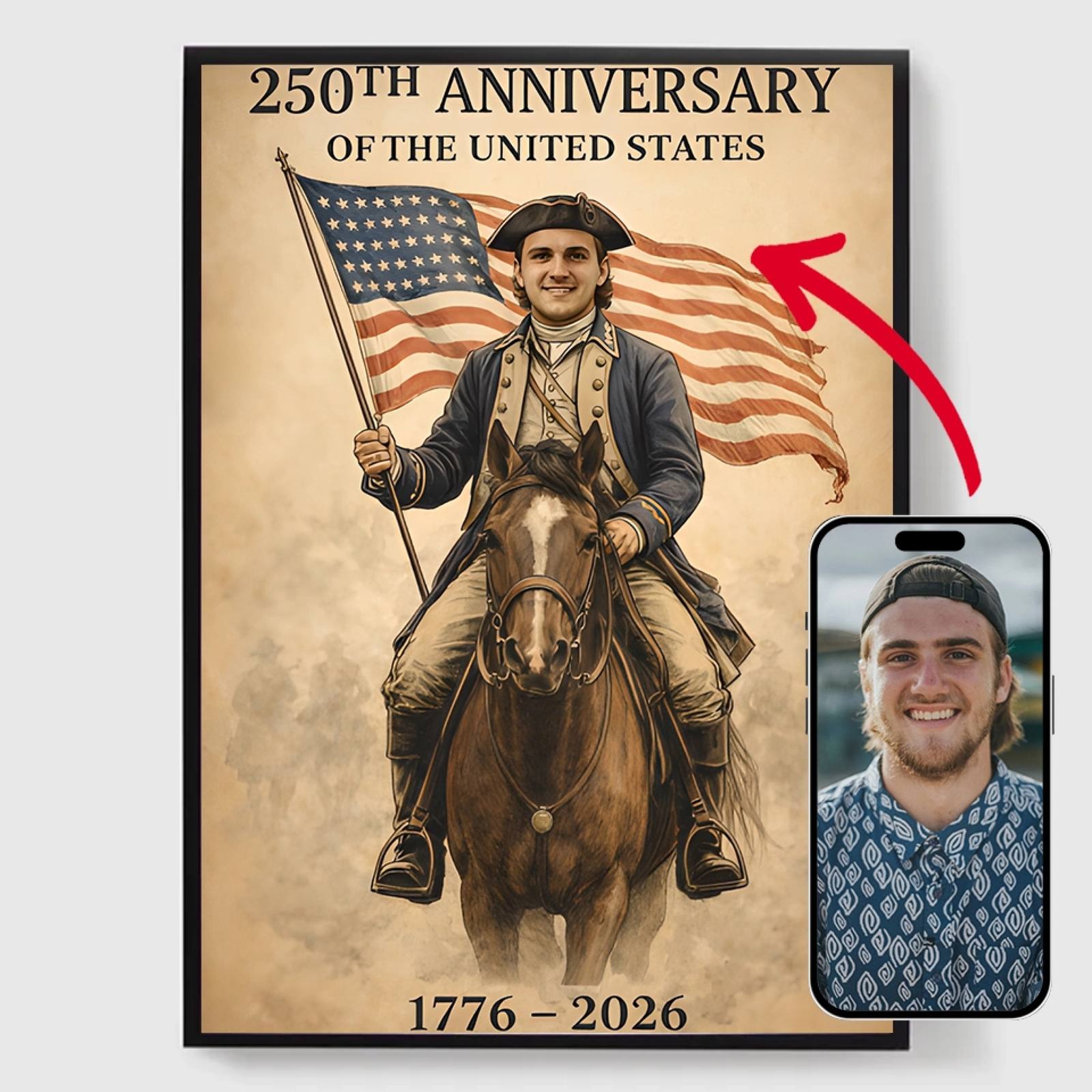 Personlig Poster - USA:s 250-årsjubileum Patriotisk Konst - AI Poster