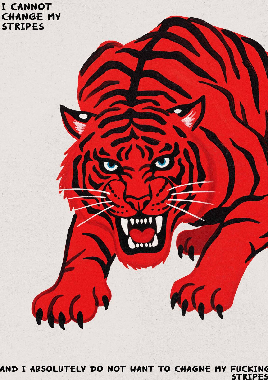 Poster - Vild Röd Tiger
