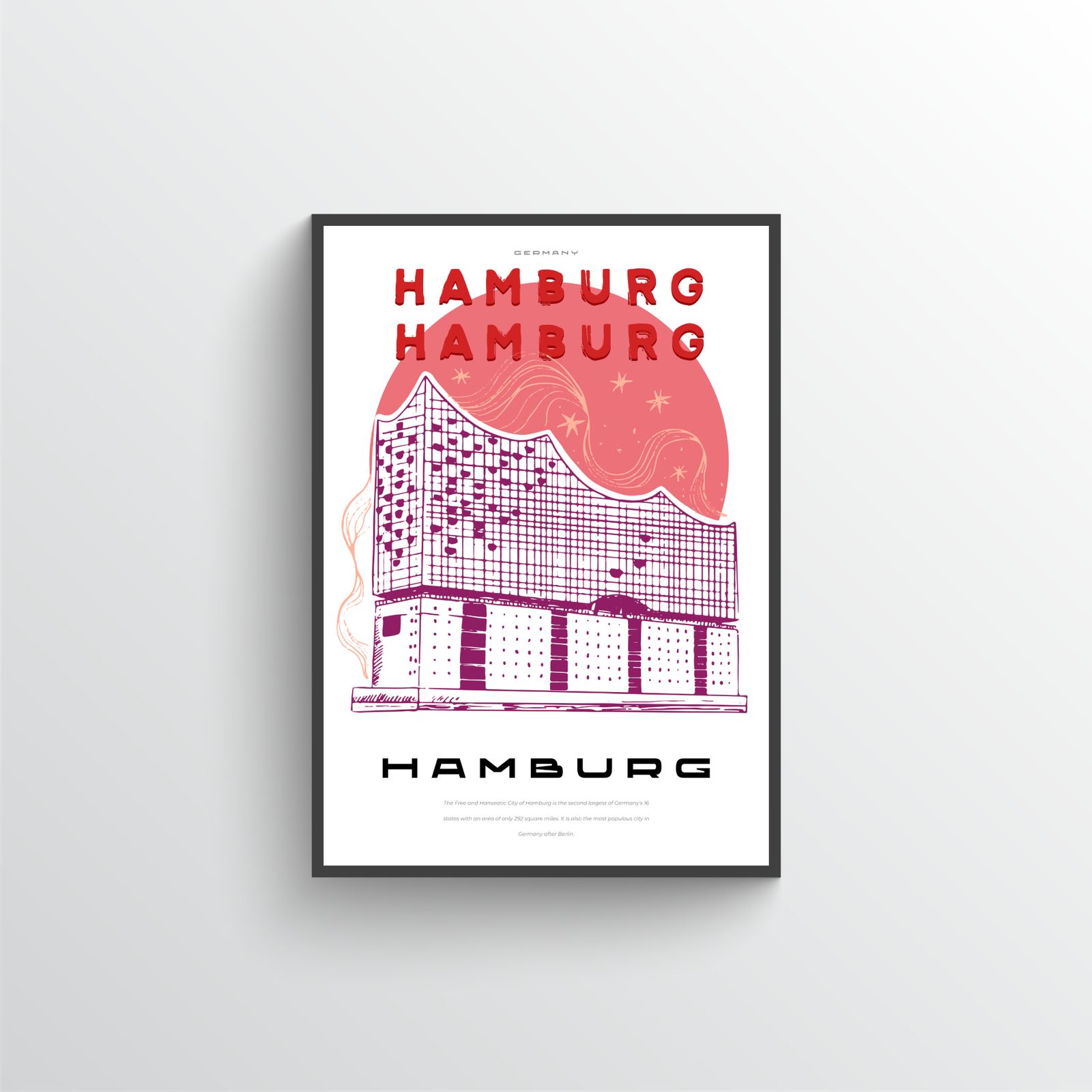 Hamburg Stadsillustration Poster