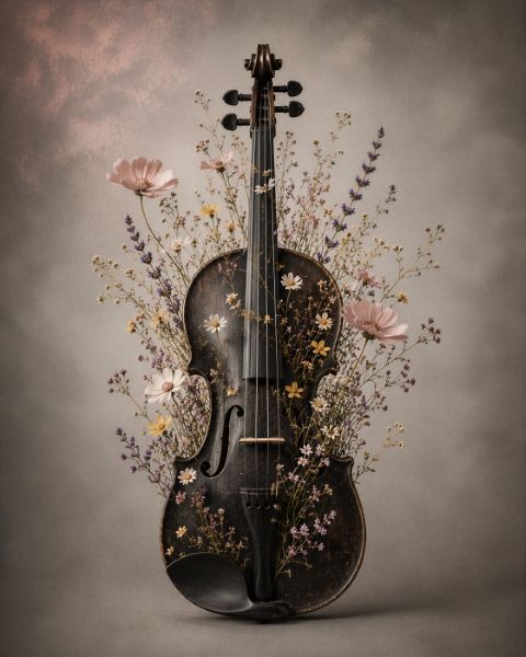 Poster - Fiol med Blommor