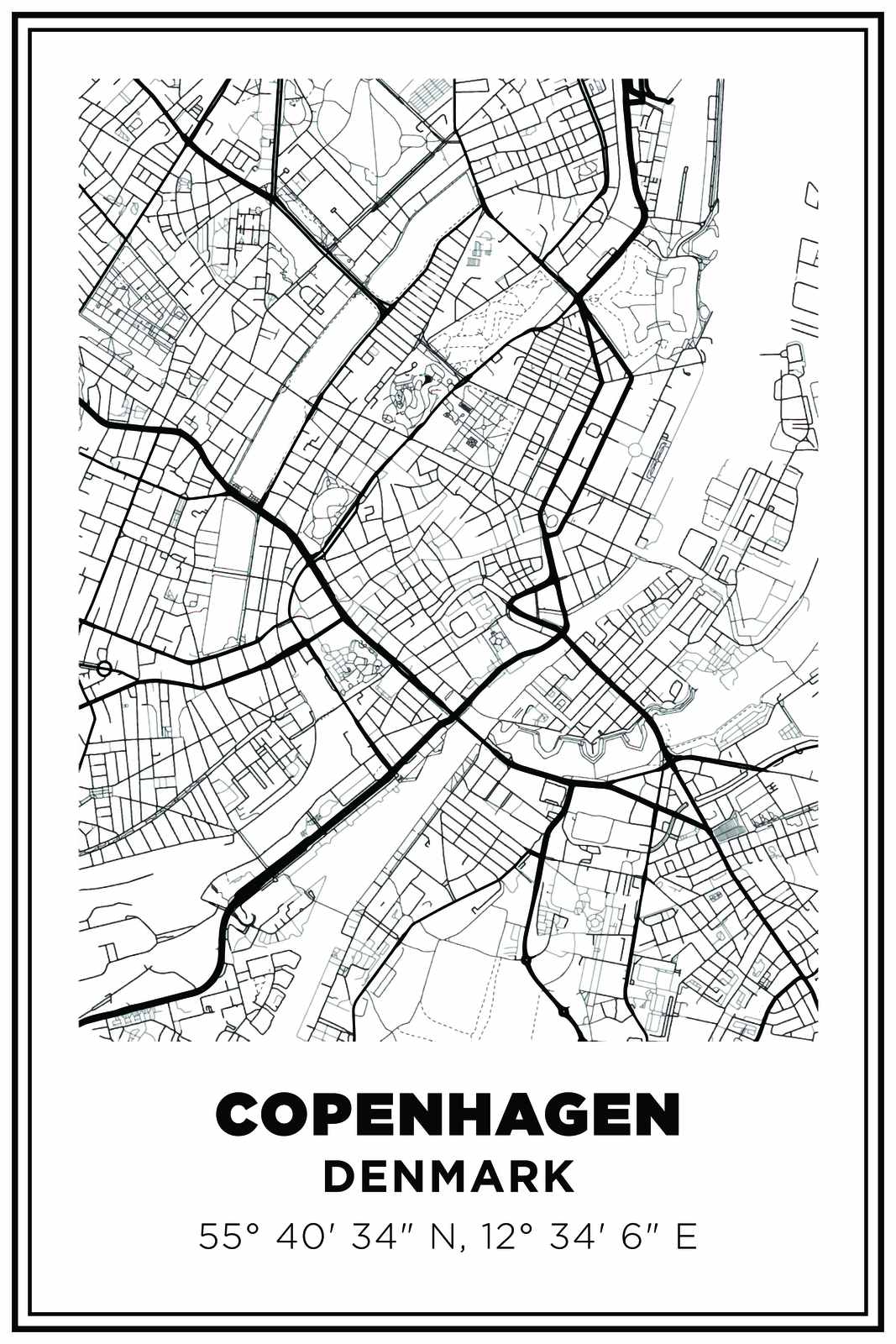 Köpenhamn Karta Poster