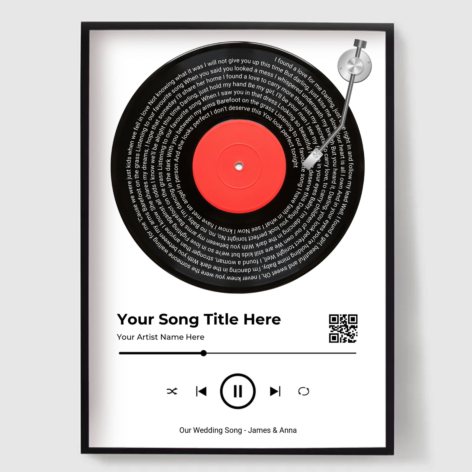 Personlig affisch - Anpassade låttexter vinylskiva