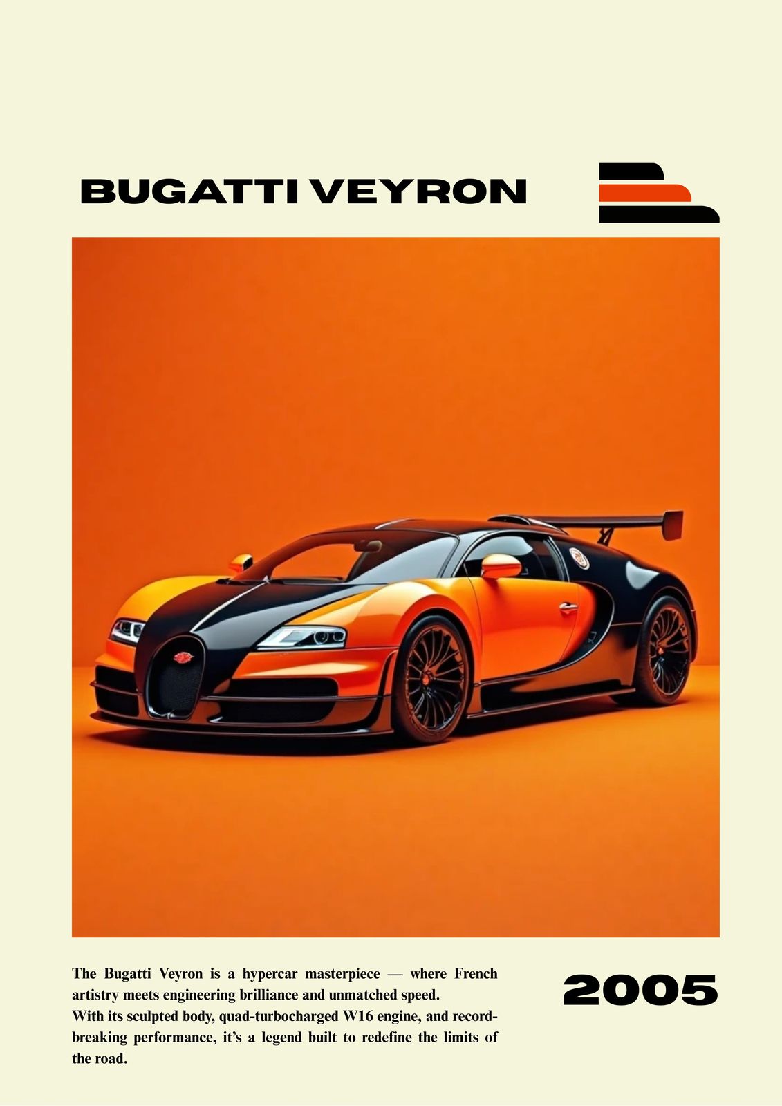 Affisch - Bugatti Veyron Konstverk