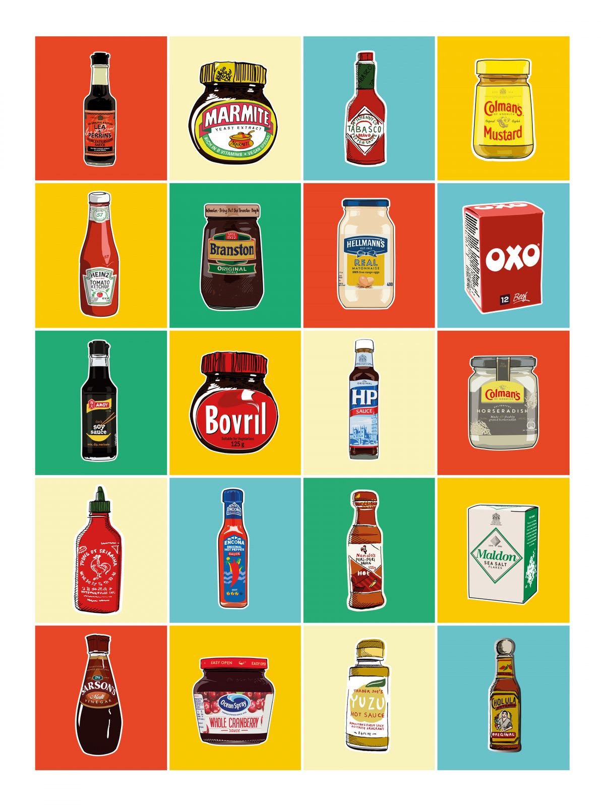 Poster - Färgglada Kryddillustrationer
