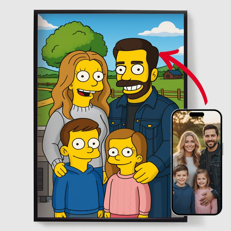 Personlig affisch – gul cartoon-sitcom-stil – AI-affisch