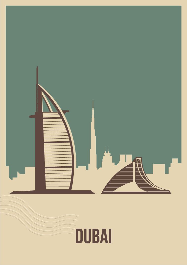 Dubais skyline-affisch
