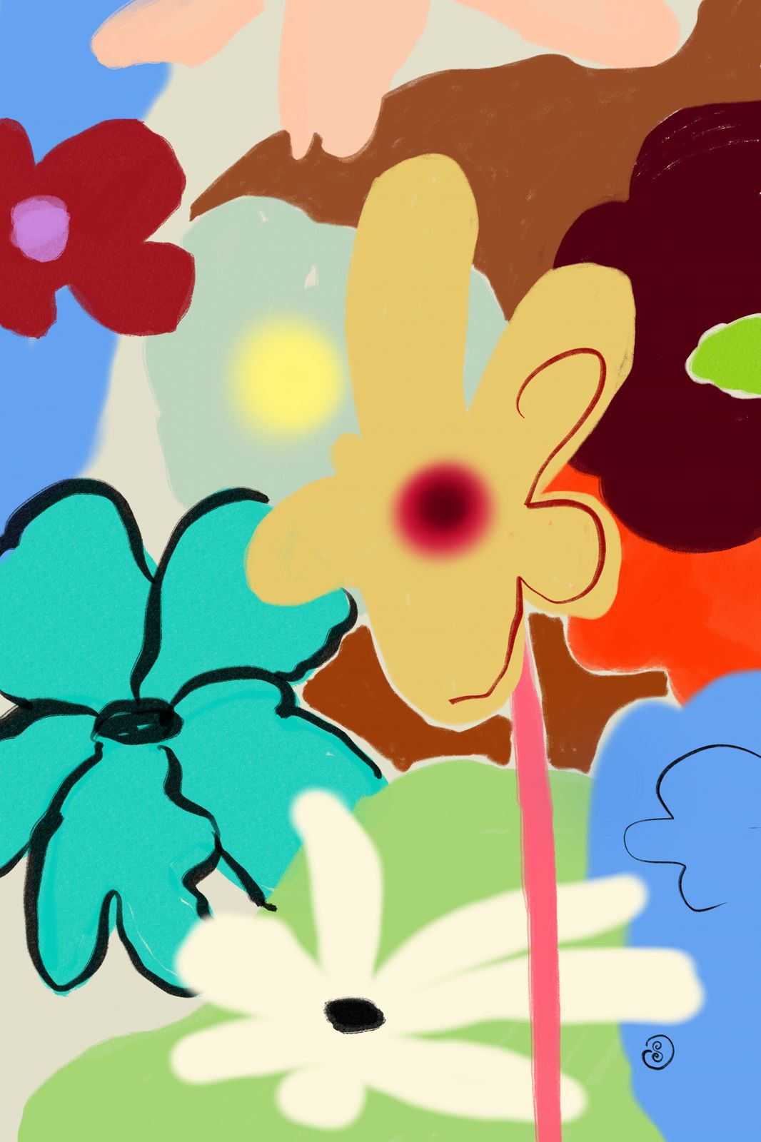 Affisch - Blomsterabstrakt Konstverk