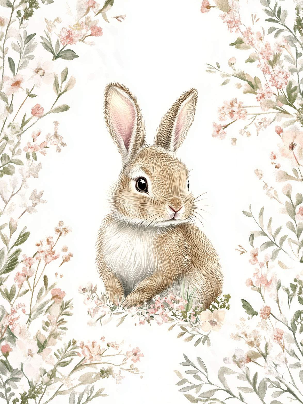 Poster - Kanin och Blomsterdesign