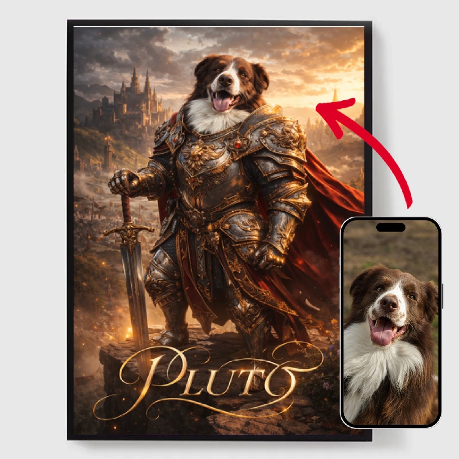 Personlig Poster - Medeltida Husdjursriddare med Namn - AI Poster