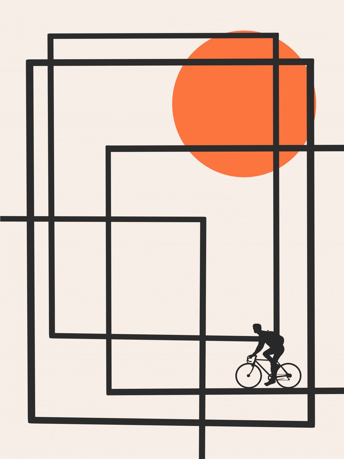 Poster - Cyklist och Sol
