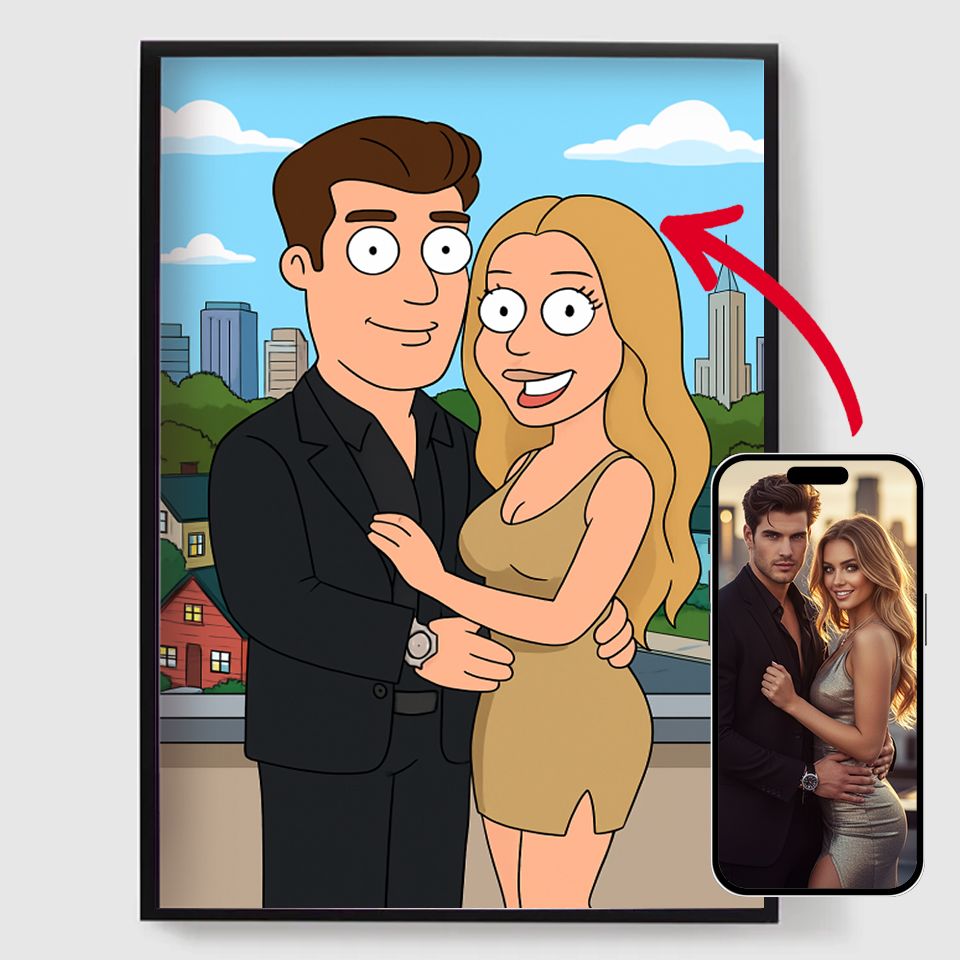 Personlig affisch – vuxen animerad sitcom-stil – AI-affisch