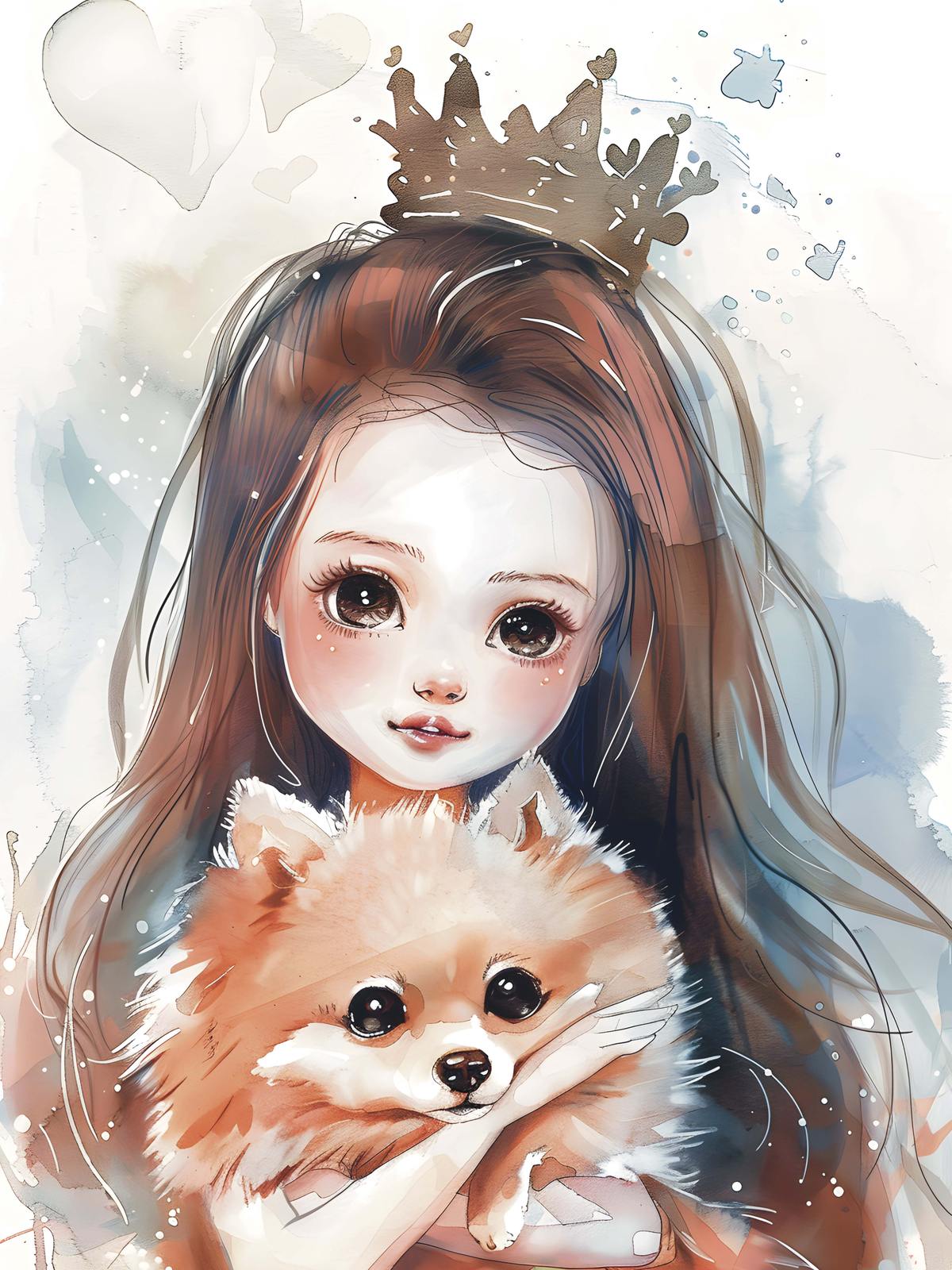 Poster - Flicka med Pomeranian