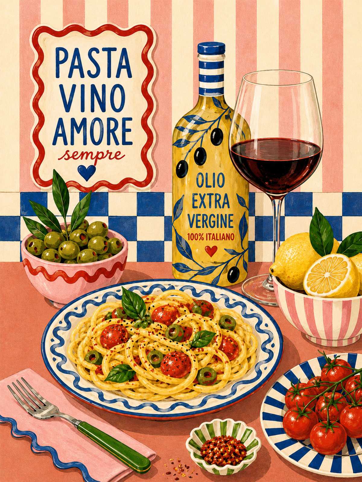 Poster - Pasta Vino Amore