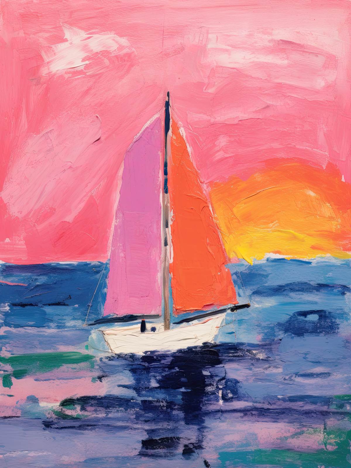 Poster - Segelbåt Solnedgång