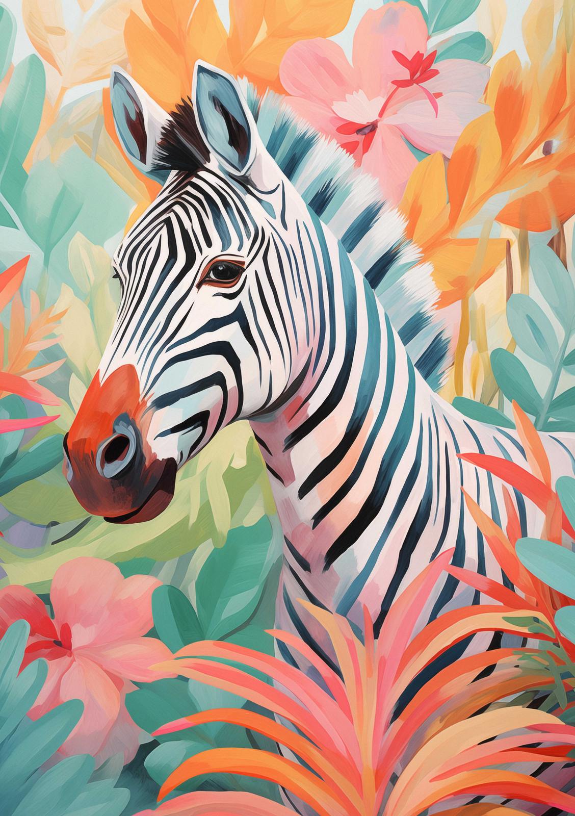 Poster - Färgglad Zebra
