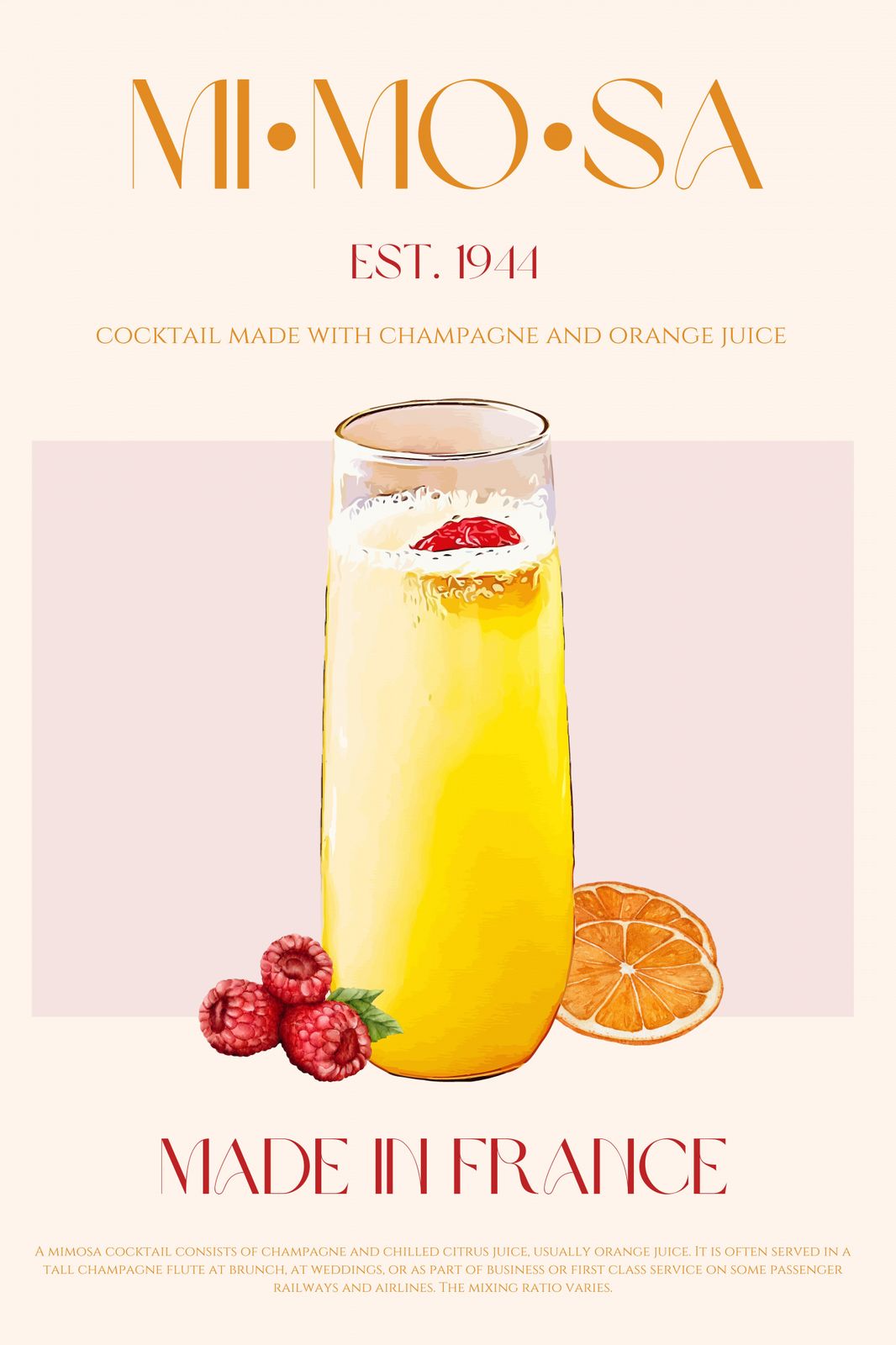 Poster - Mimosa Cocktail Konst
