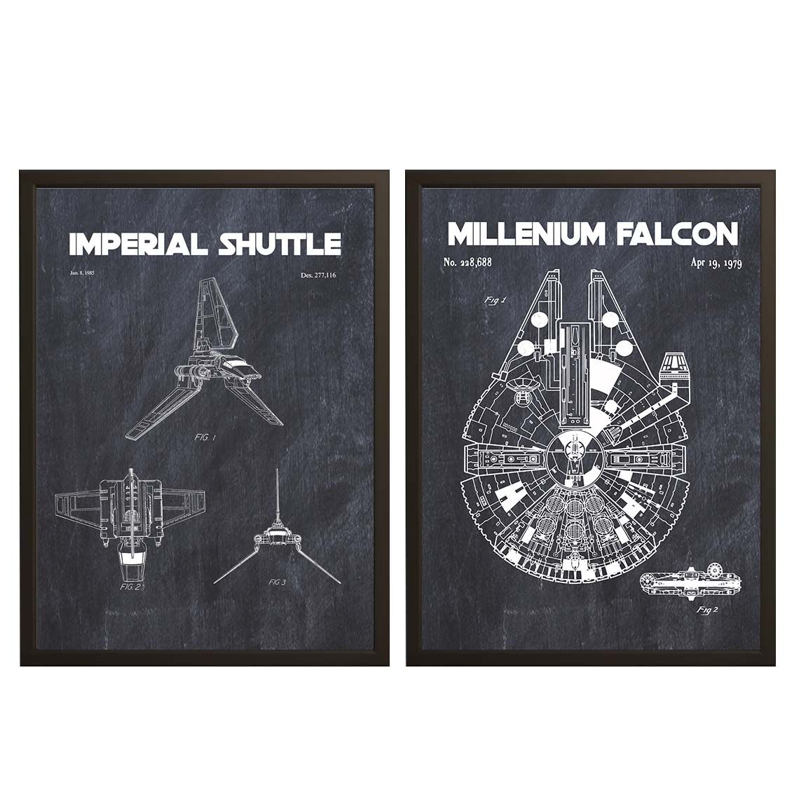 Patentritning Poster - Millennium Falcon / Set med 2